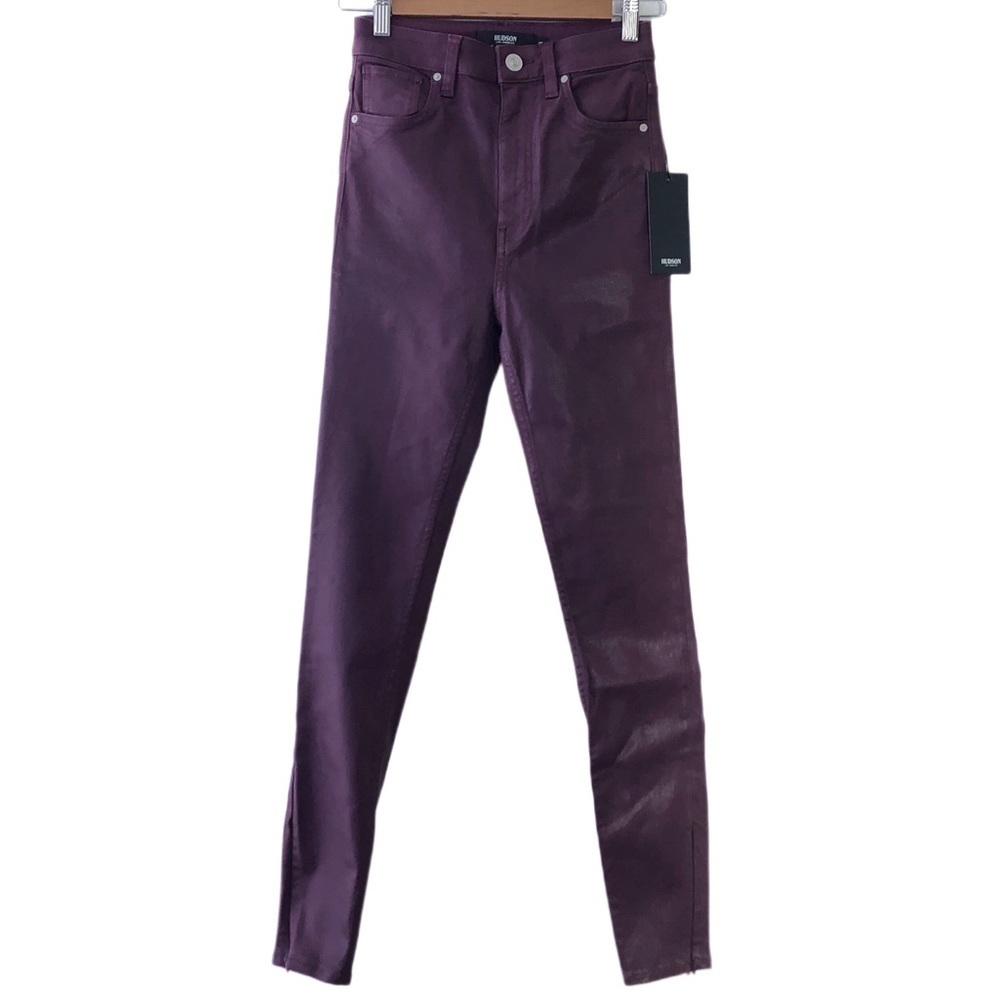 Hudson Los Angeles Women’s Burgundy Red Coated Denim Skinny Ankle Jeans 25